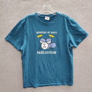 Life Is Good‎ Men T-Shirt Small Blue Logo Graphic Weapons Of Mass Percussion Tee